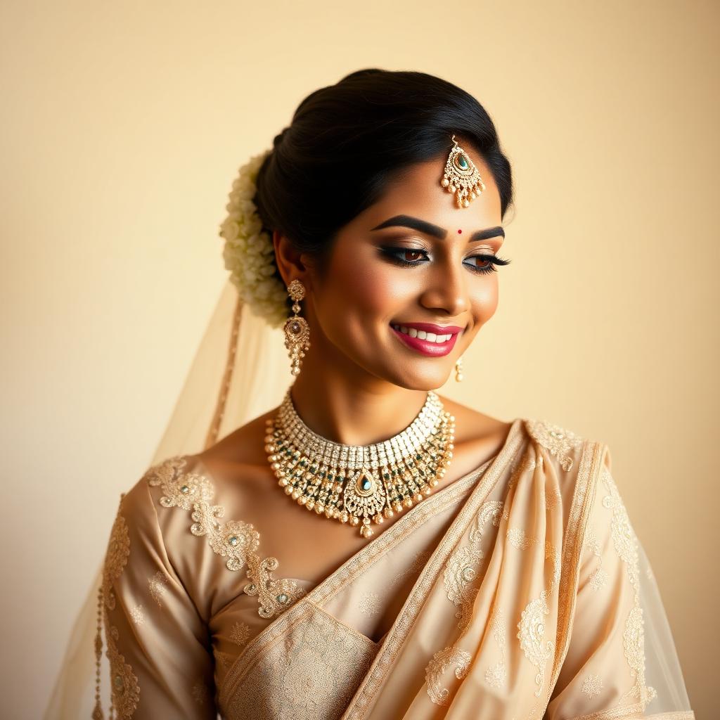 Sri Lankan bride with bridal makeup and jewellery